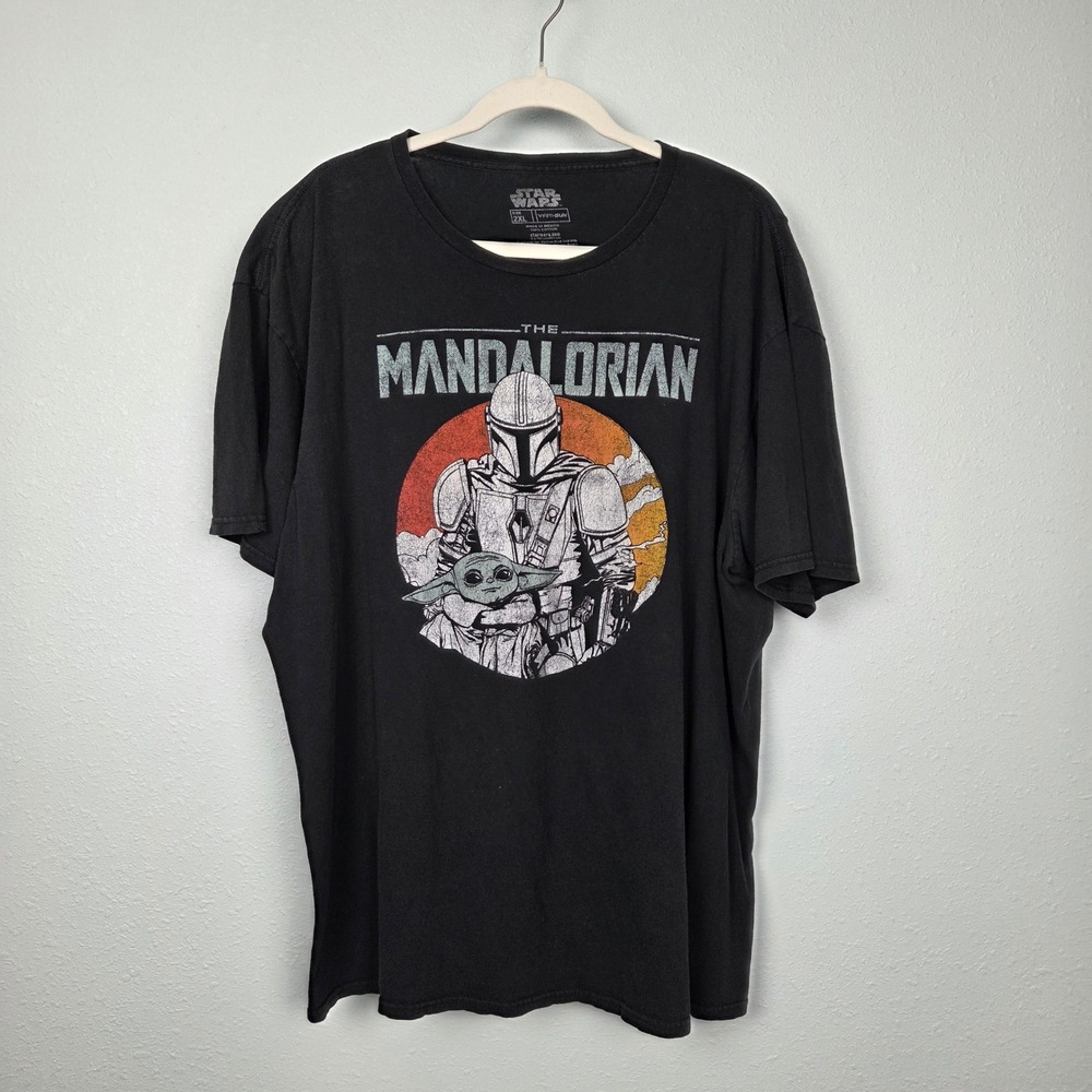 T-Shirt Star Wars Men 2XL Black The Mandalorian Graphic Tee Short Sleeve